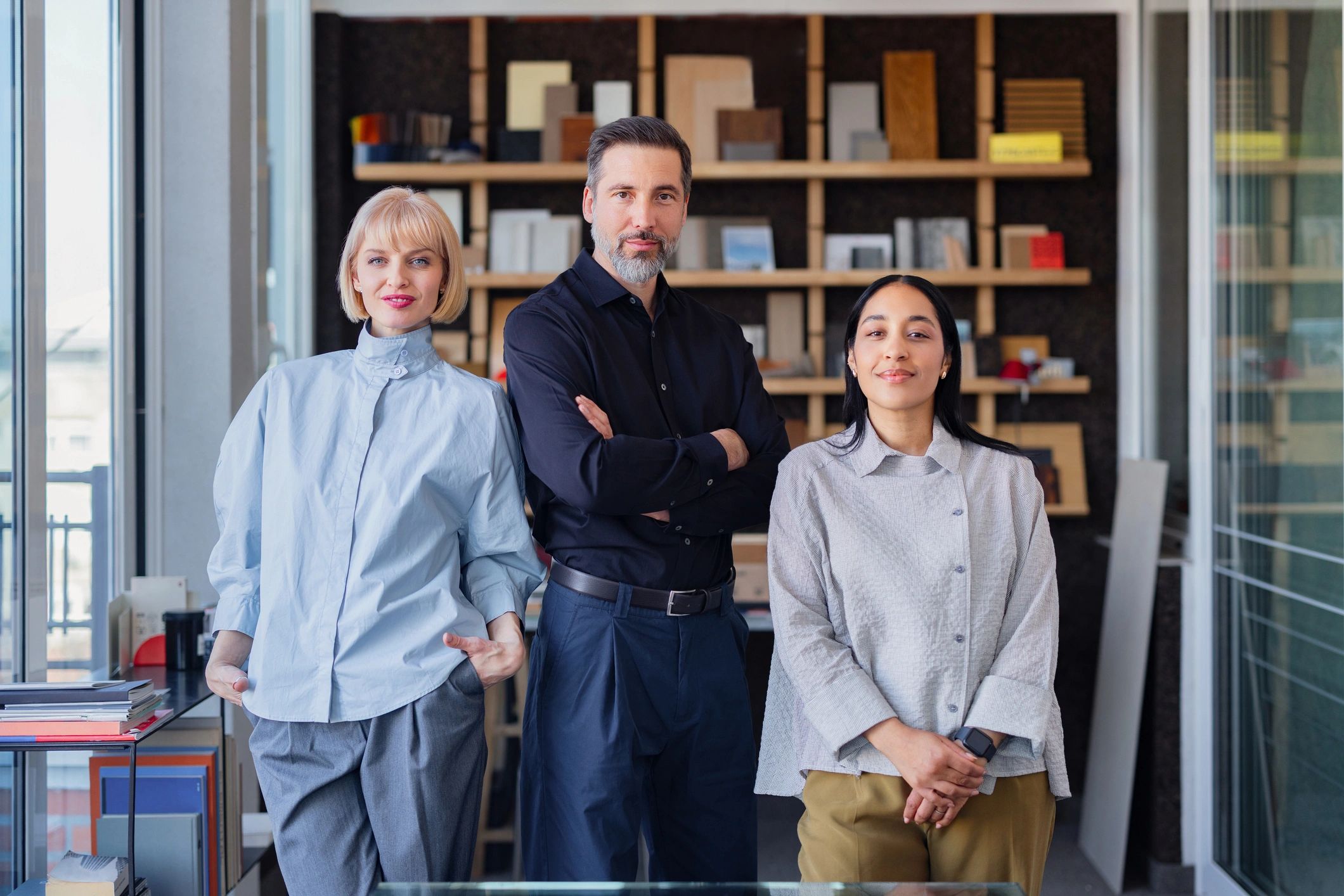 Professional team collaborating in a modern office